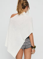 Women's Rouse Off Shoulder Knit Poncho White — Sweater