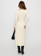 Women's Ryo Long Sleeve Rib Maxi Dress Cream — Dress