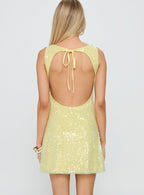 Women's Desi Cowl Neck Mini Dress Yellow Shimmer — Dress