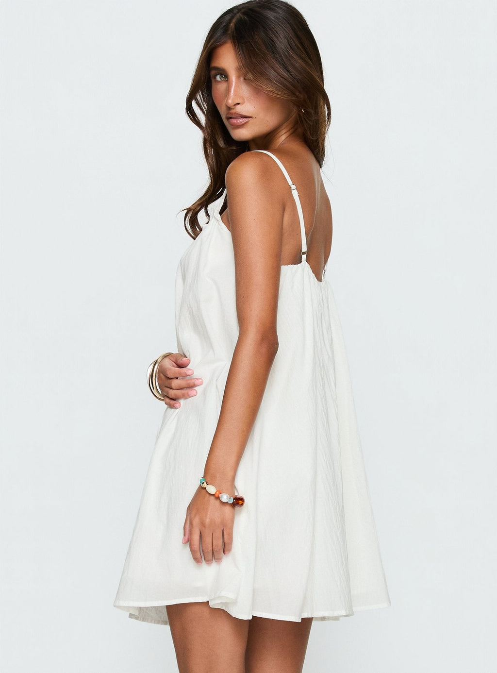 Women's Kind Of Wonderful Tie Detail Baby Doll Mini Dress White — Dress
