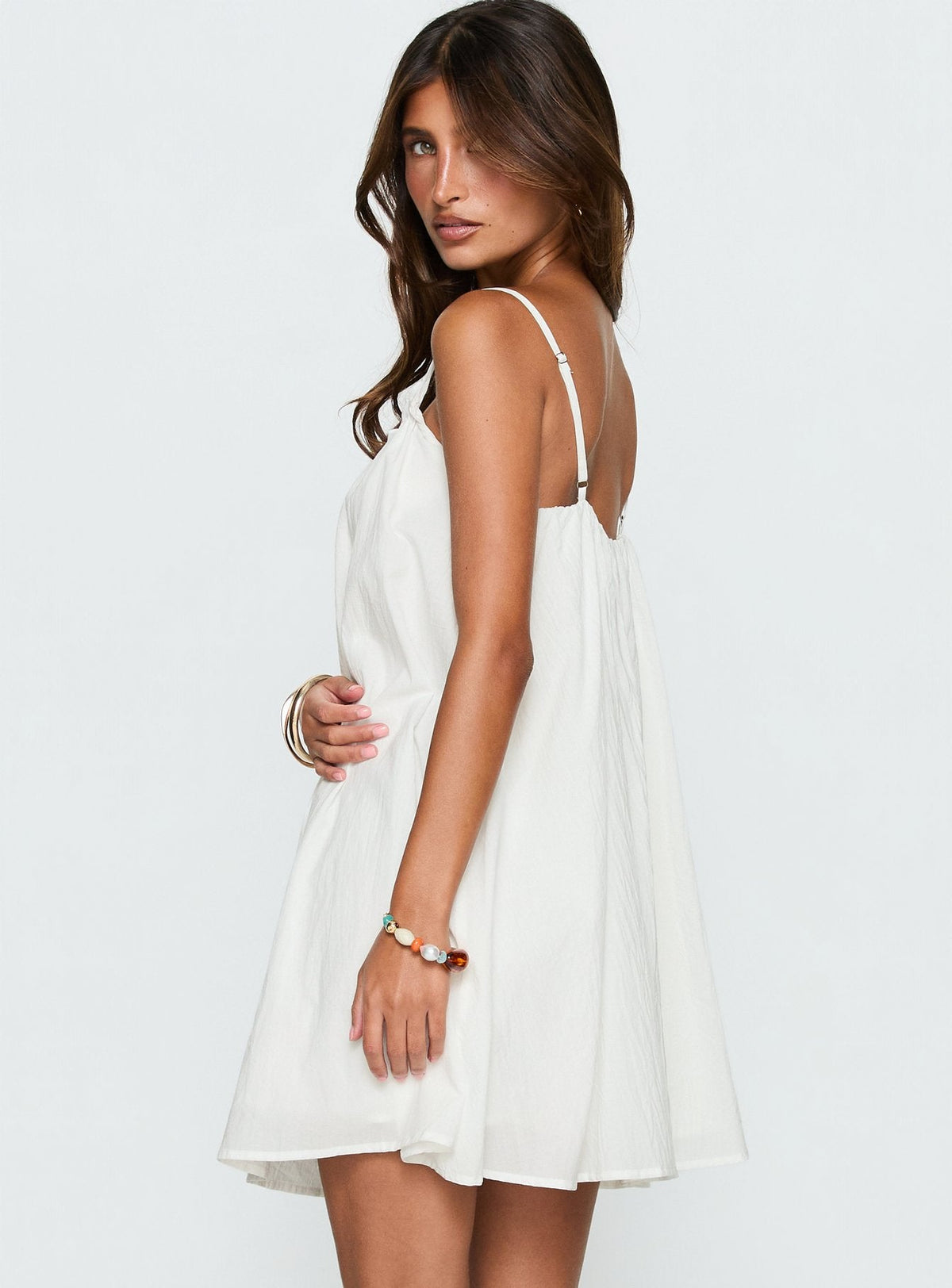 Women's Kind Of Wonderful Tie Detail Baby Doll Mini Dress White — Dress