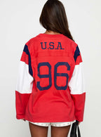 Women's MLS 96 Retro Oversized Long Sleeve Top Red