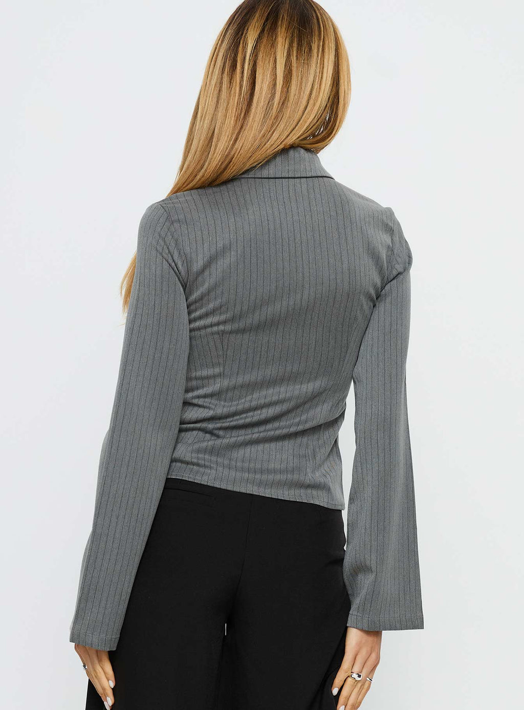 Women's Dawna Hook And Eye Corset Top Grey Pinstripe