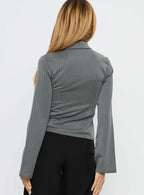 Women's Dawna Hook And Eye Corset Top Grey Pinstripe