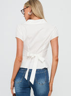 Women's Akiyo Button Up Blouse Top White