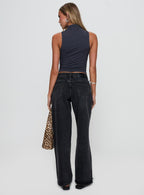 Women's Serenitia Mid Rise Straight Leg Jeans Washed Black Tall