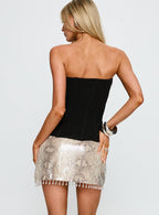 Women's Chrissie Bead Fringe Sequin Mini Skirt Silver