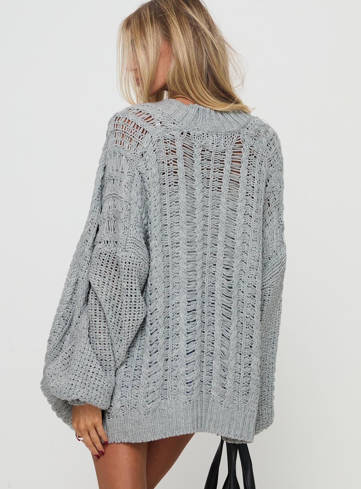 Women's Abner Cable Cardigan Light Grey — Sweater