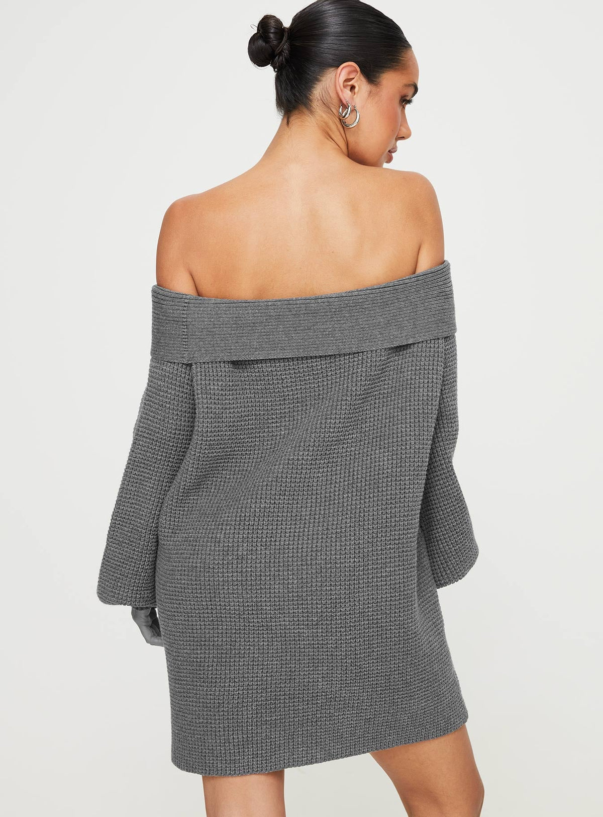 Women's Deya Off The Shoulder Mini Dress Grey — Dress