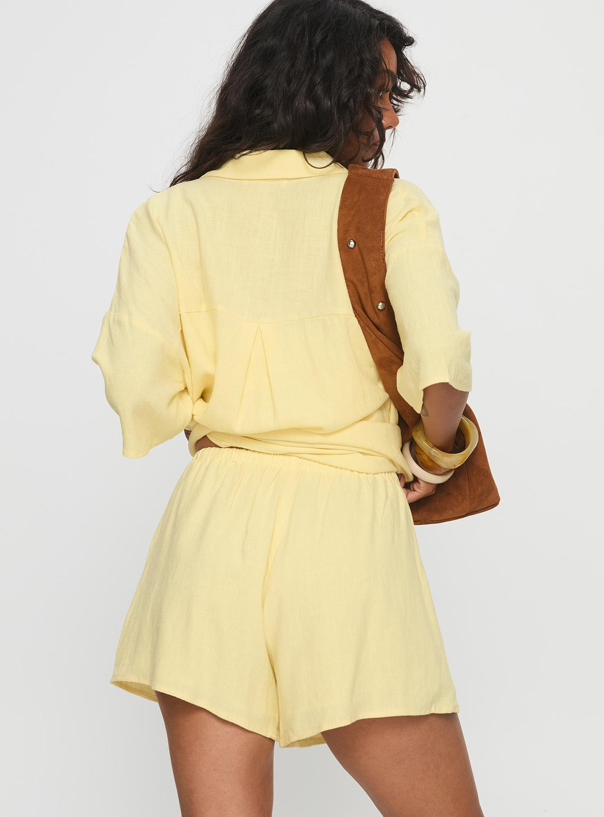 Women's Peni Drawstring Linen Shorts Yellow