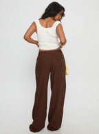 Women's Vianca Low Rise Linen Pant Chocolate