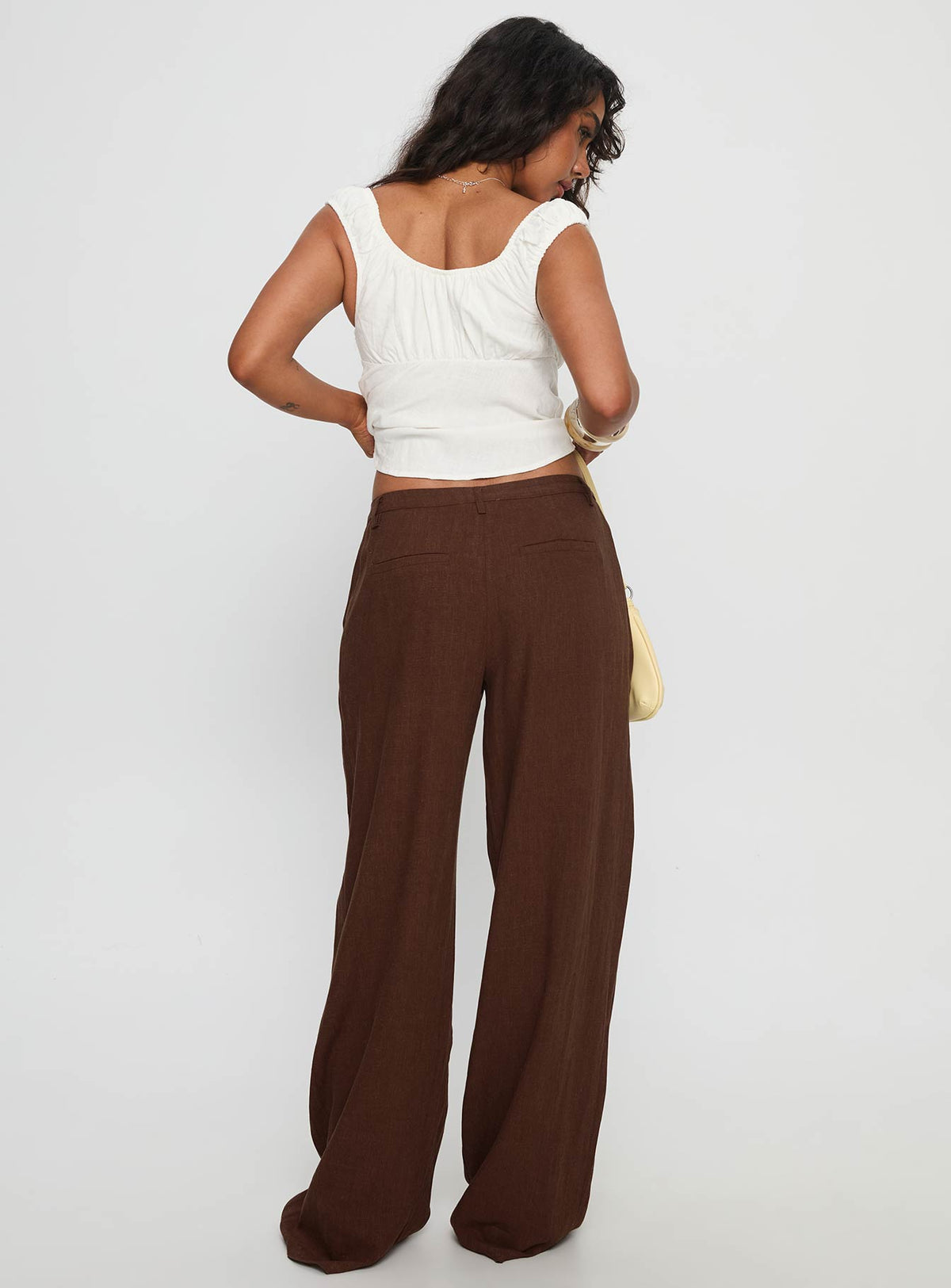 Women's Vianca Low Rise Linen Pant Chocolate