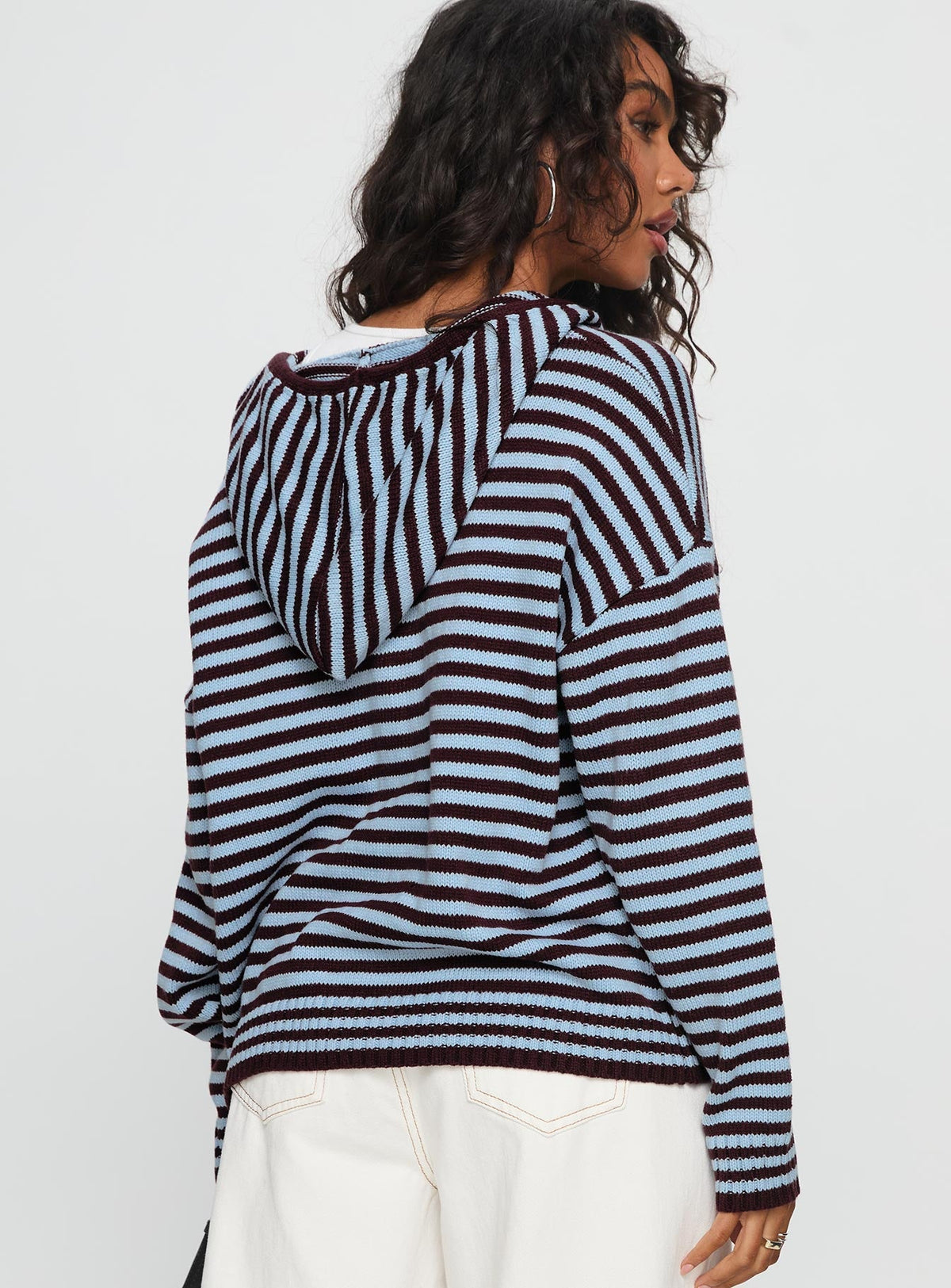 Women's Brienna Zip Jacket Burgundy / Blue Stripe — Sweater