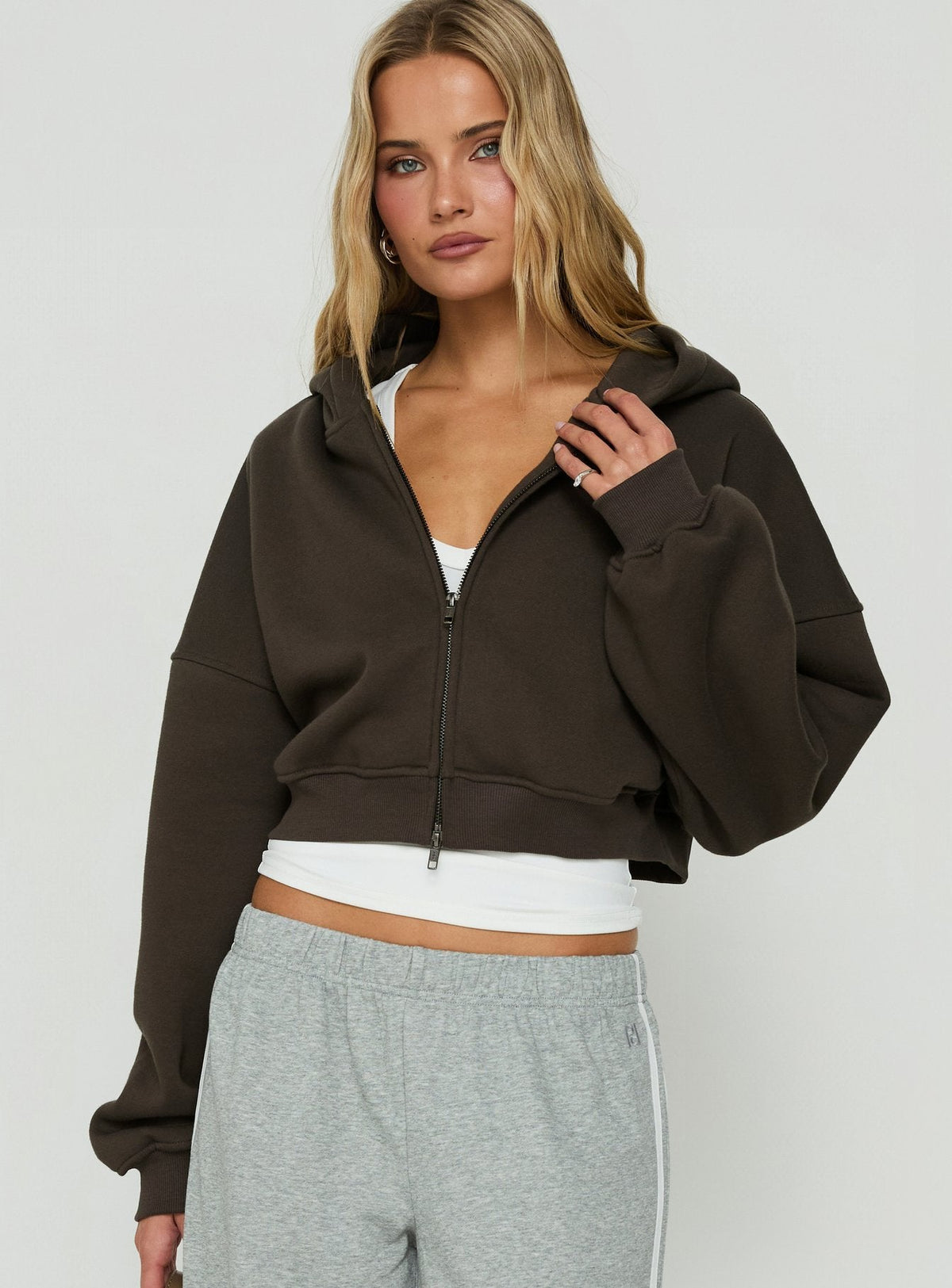 Women's Zellah Double Ended Zipper Hoodie Iron Grey — Sweater