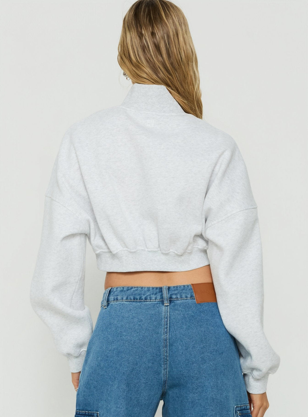 Women's Astridd 3/4 Zip Cropped Jumper Grey Marle — Sweater