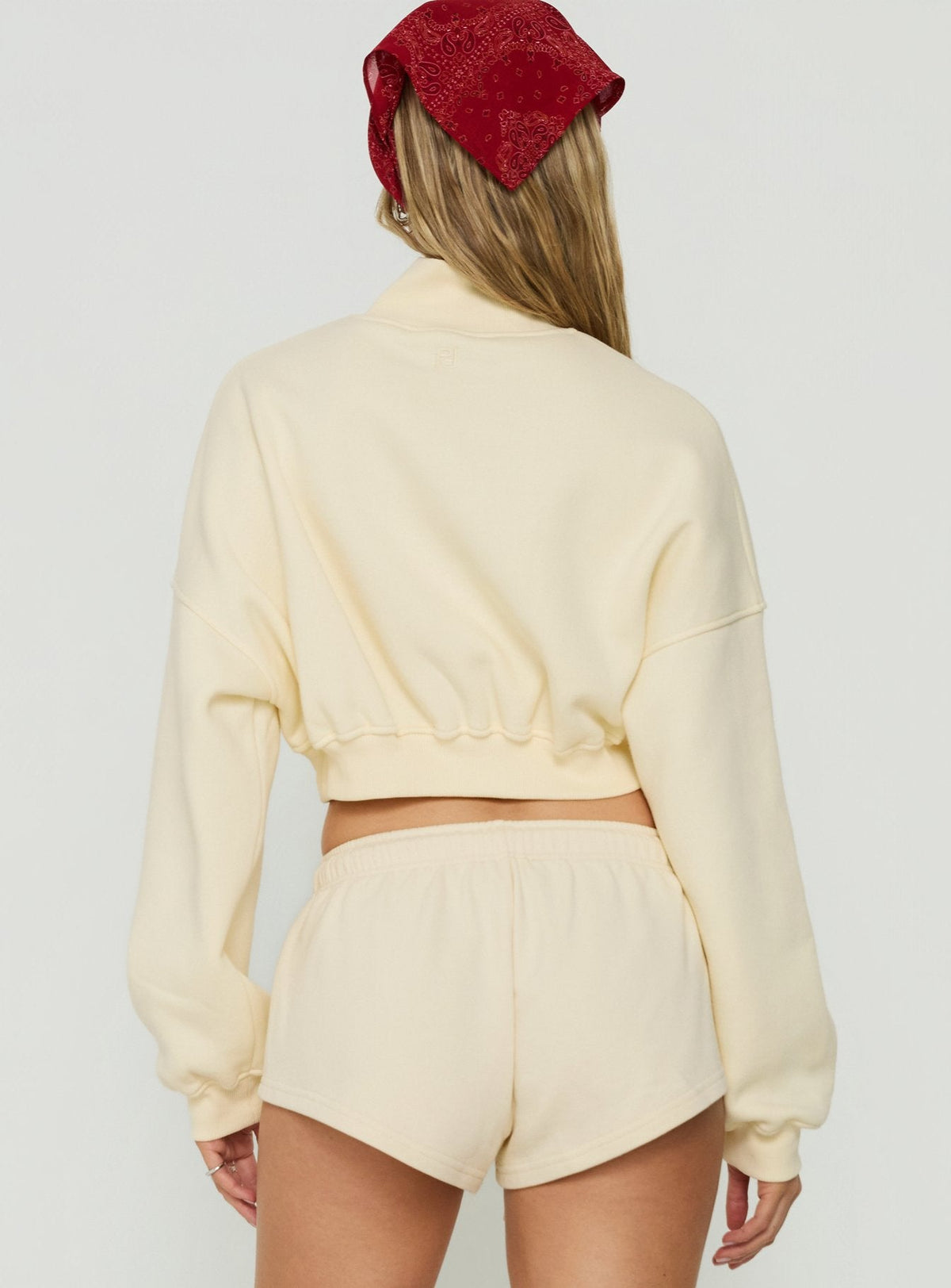 Women's Astridd 3/4 Zip Cropped Jumper Cream — Sweater
