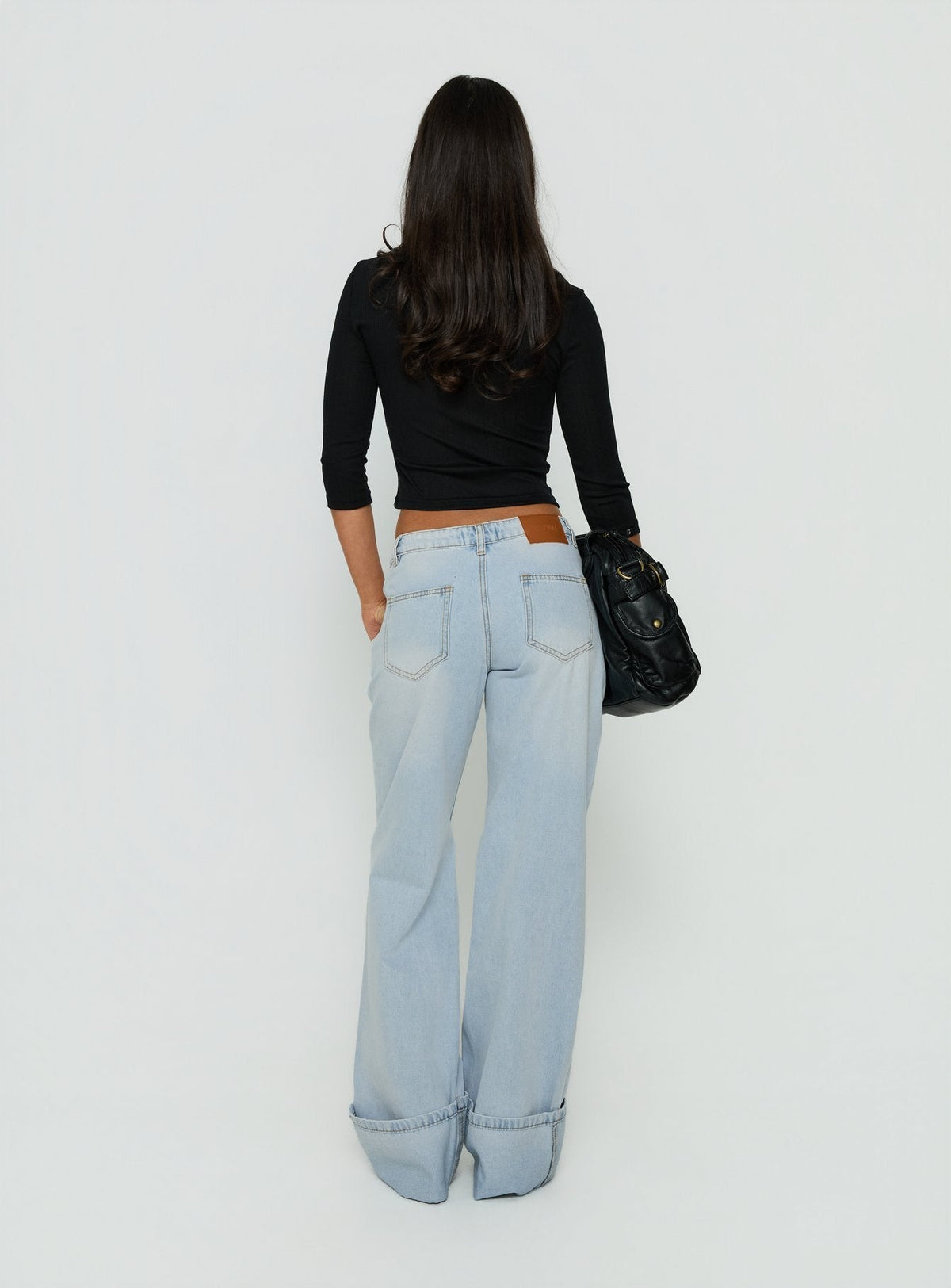 Women's Ezia Wide Cuff Baggy Jeans Light Blue Wash