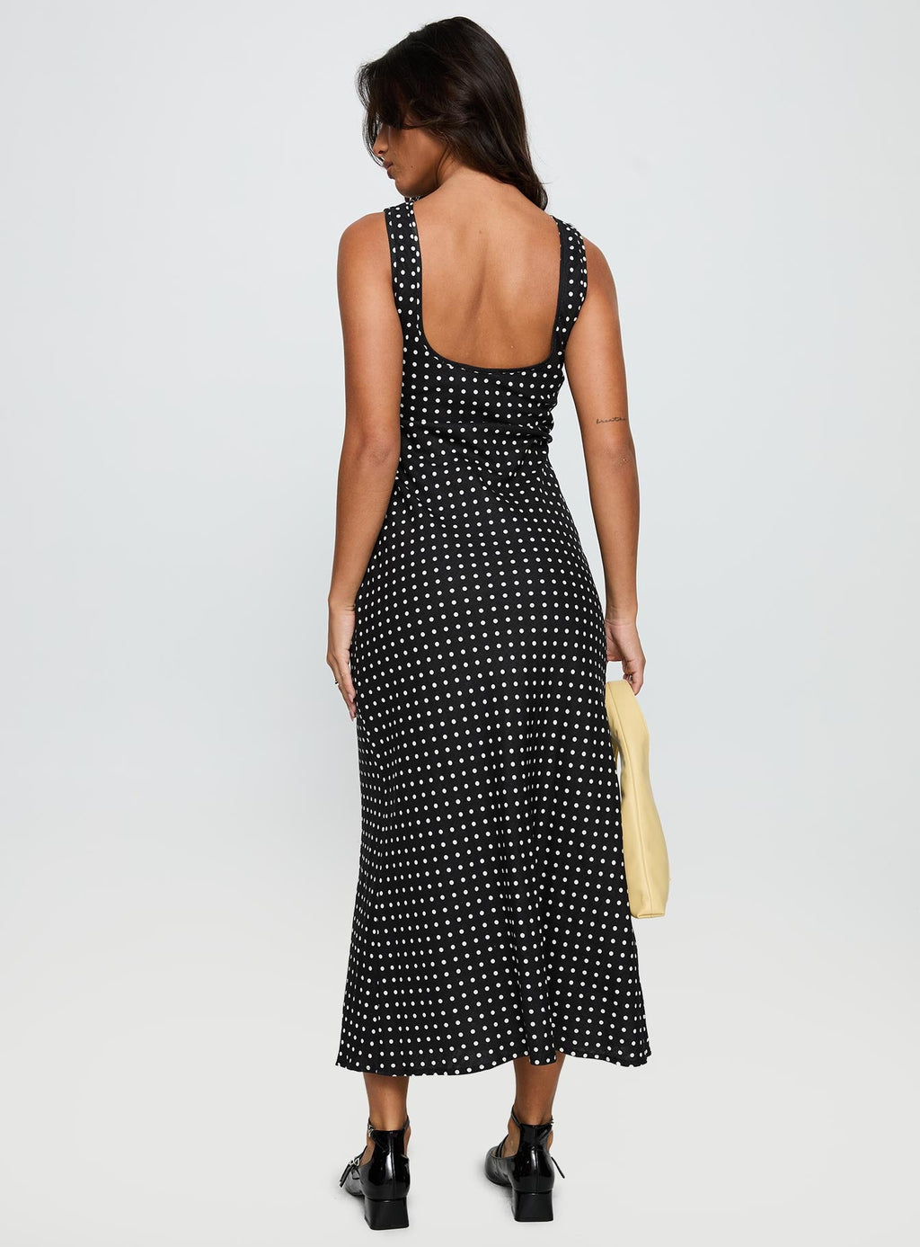 Women's Voyager Linen Blend Midi Dress Black Polka — Dress