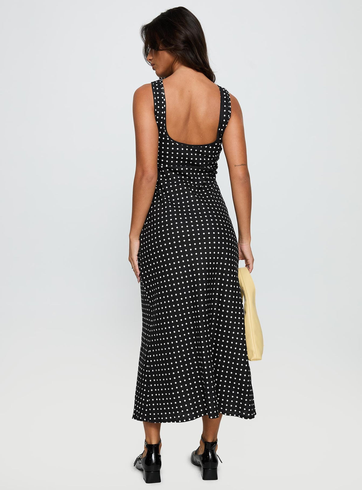 Women's Voyager Linen Blend Midi Dress Black Polka — Dress