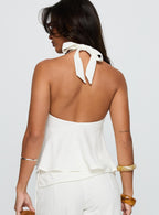 Women's Aquaria Halter Linen Blend Top White