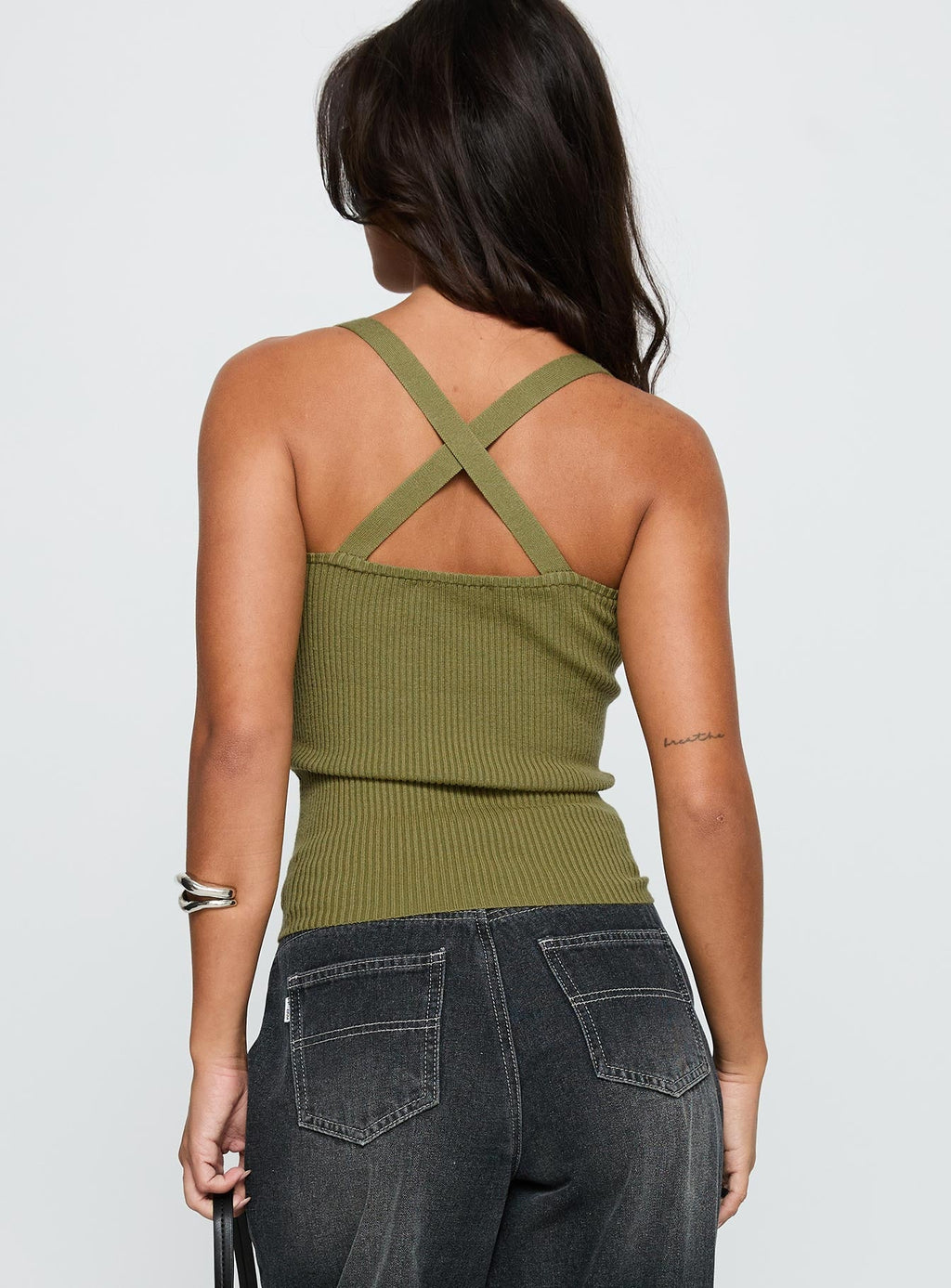 Women's Bare It All Buckle Detail Top Green