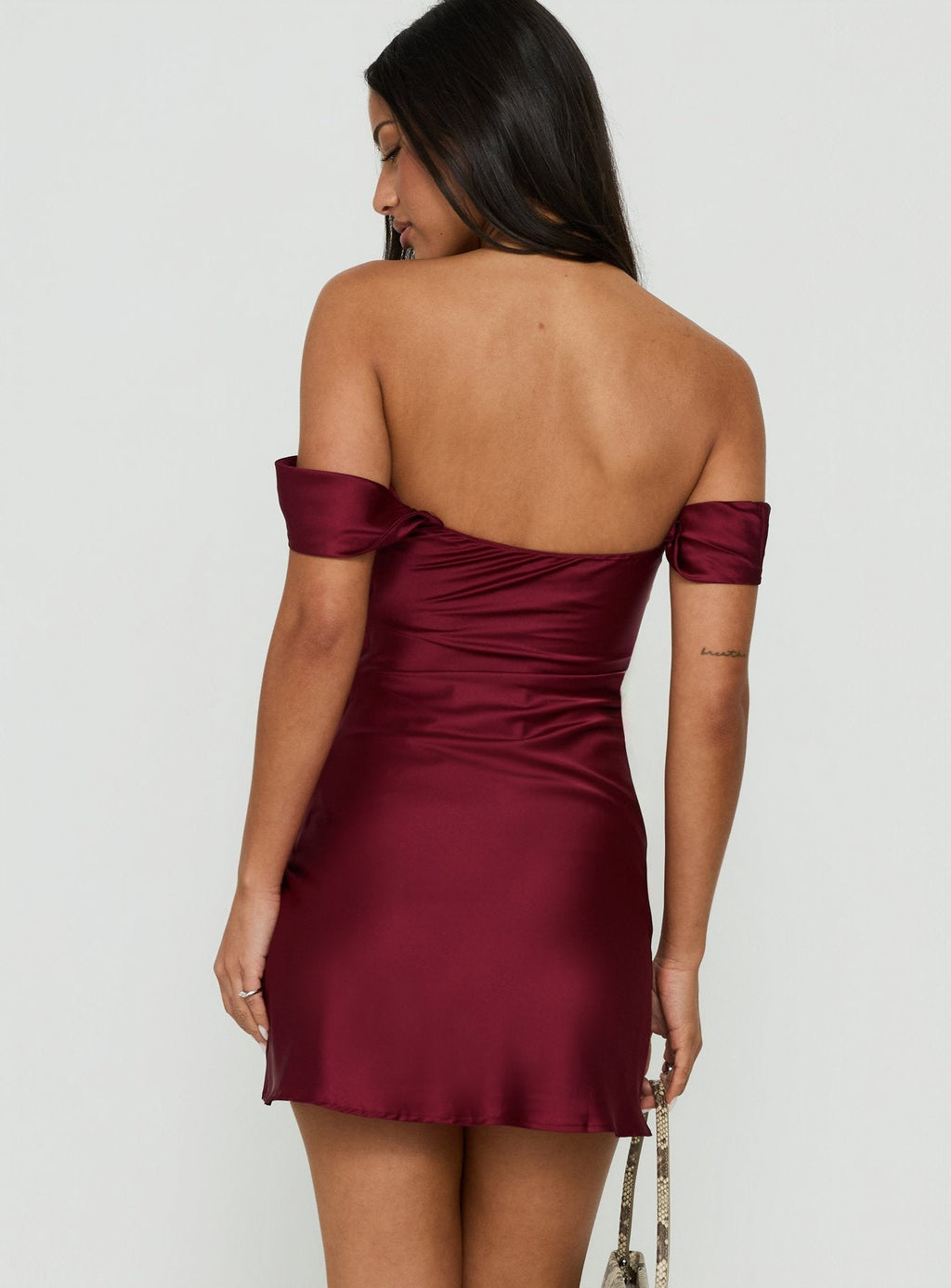 Women's Zabbarra Off The Shoulder Mini Dress Burgundy — Dress