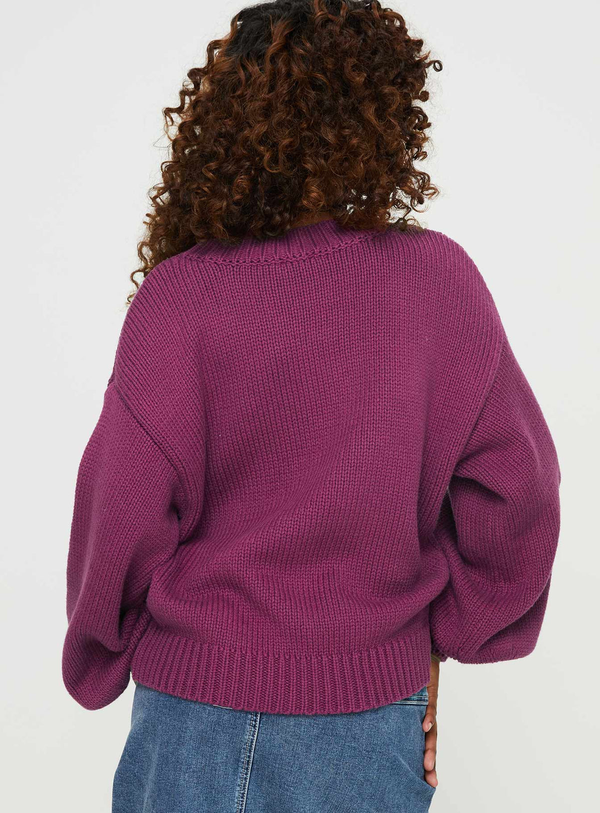 Women's Harmony Balloon Sleeve Knit Sweater Burgundy