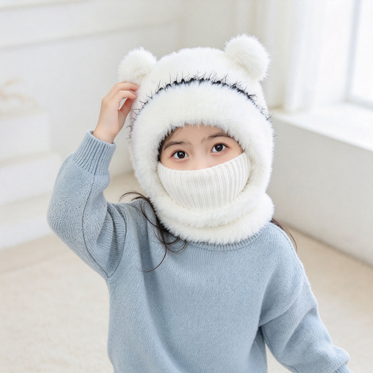 Plush Bear-Ear Hood - Adult & Kids