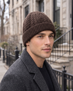 Men's Thick-Knit Cashmere Beanie — lifestyle [WB final 4:5 28]
