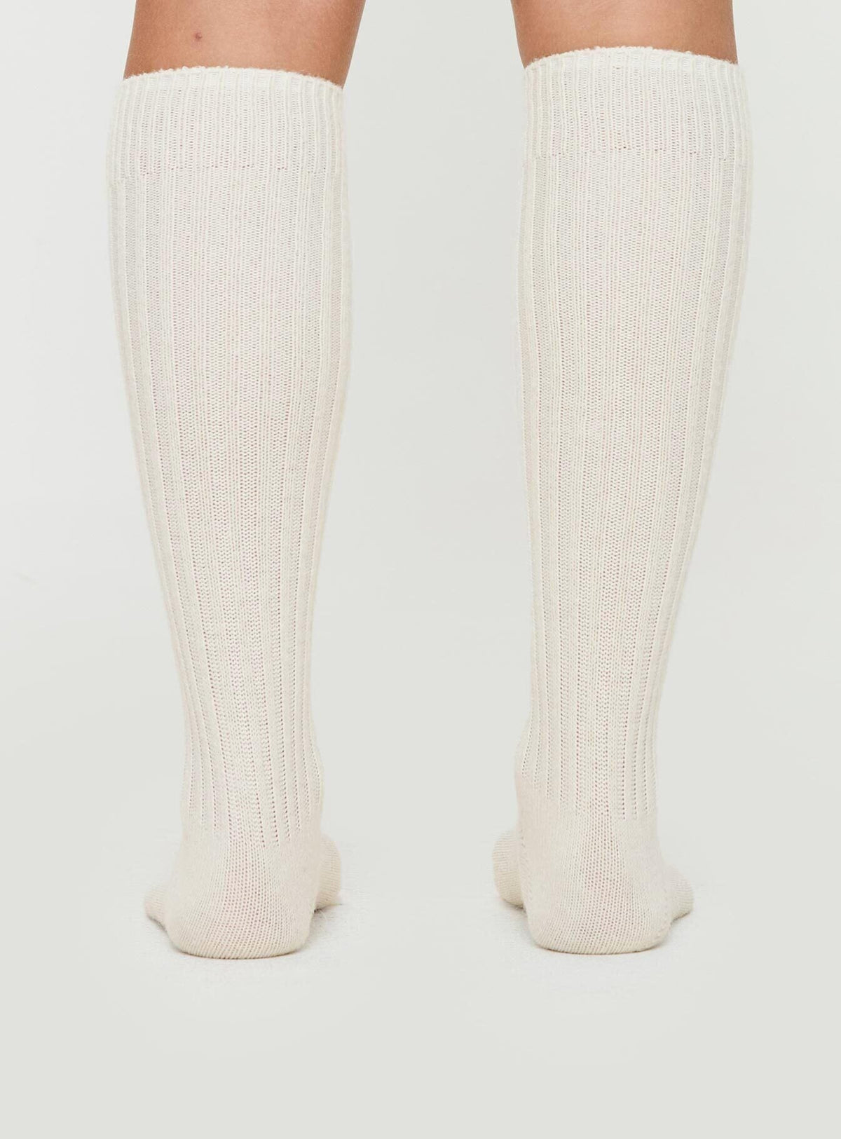 Women's Boderline Knee High Socks White