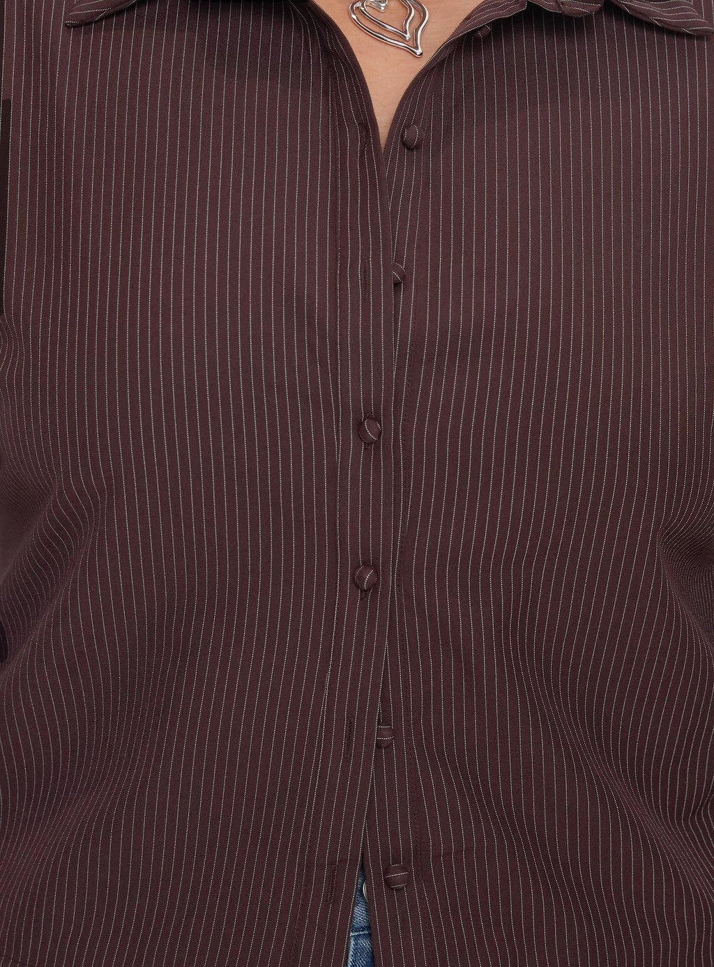 Women's Anni Pinstripe Shirt Brown Curve — Top
