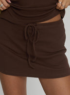 Women's Baseline Rib Skort Brown — Skirt