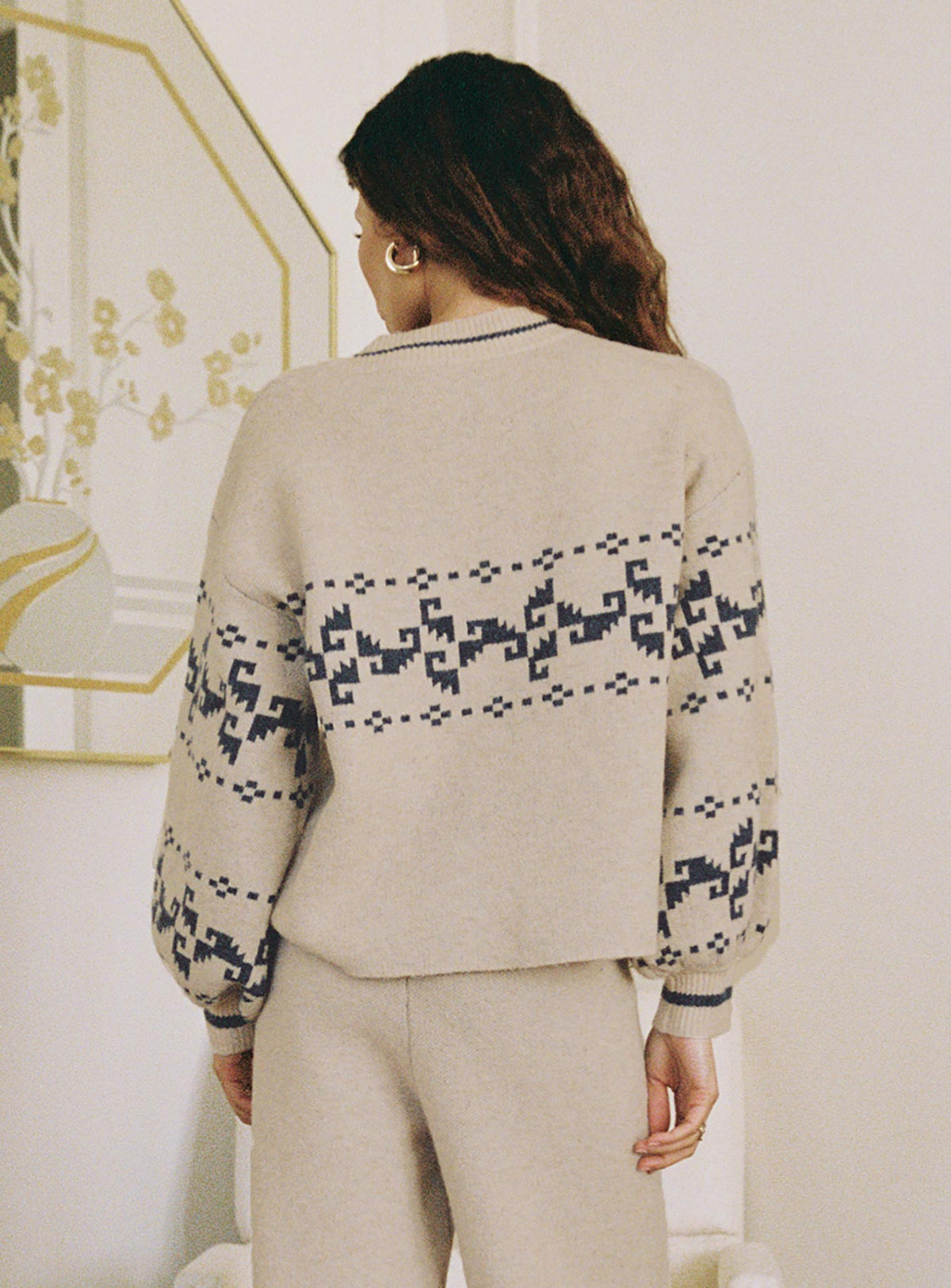 Women's Alpine Sweater Cream / Blue