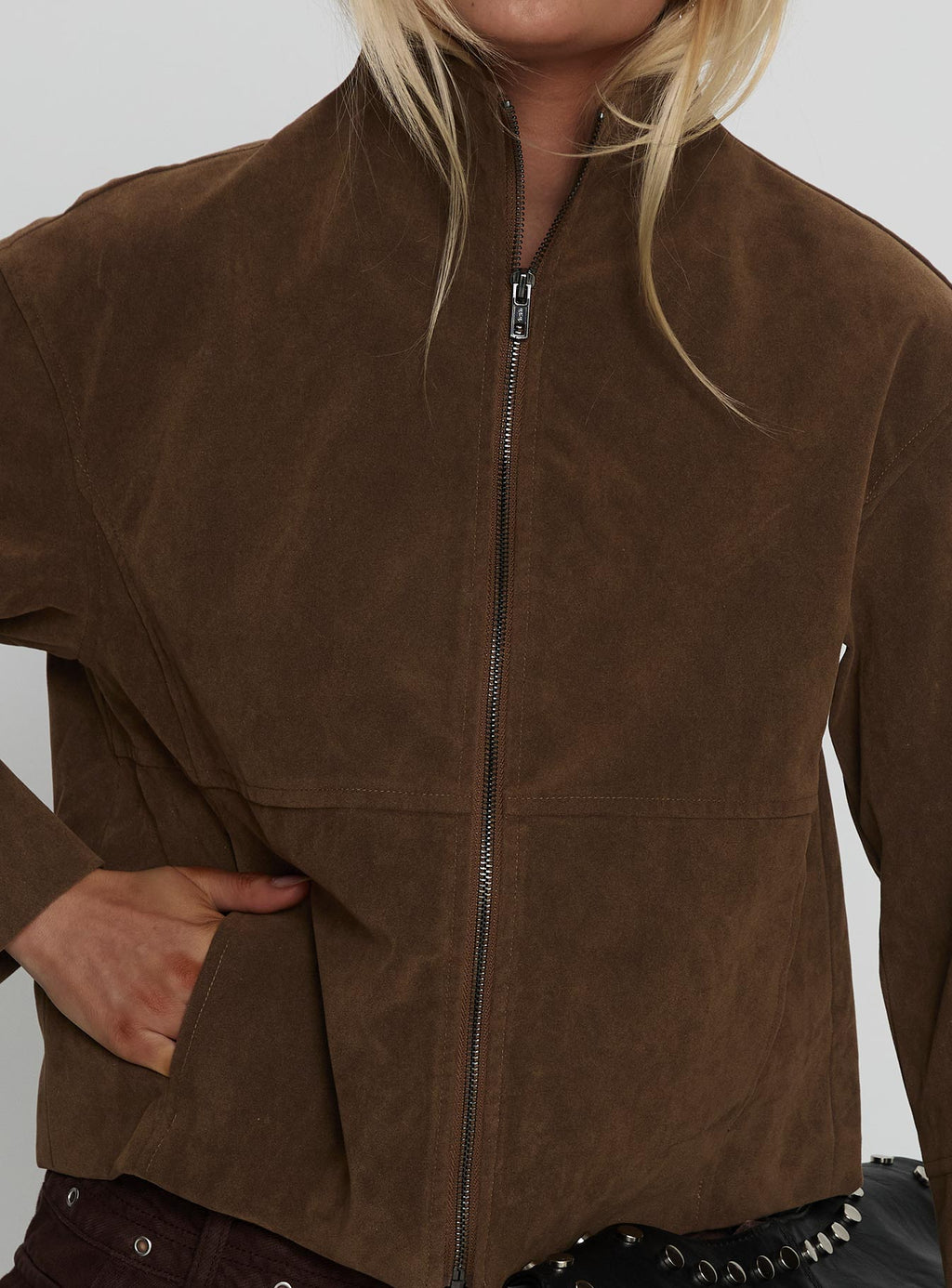 Women's Jessalynn Faux Suede Zip Through Jacket Brown