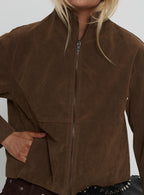 Women's Jessalynn Faux Suede Zip Through Jacket Brown