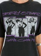 Women's Britney Spears Gimme More Oversized Graphic Top Washed Black