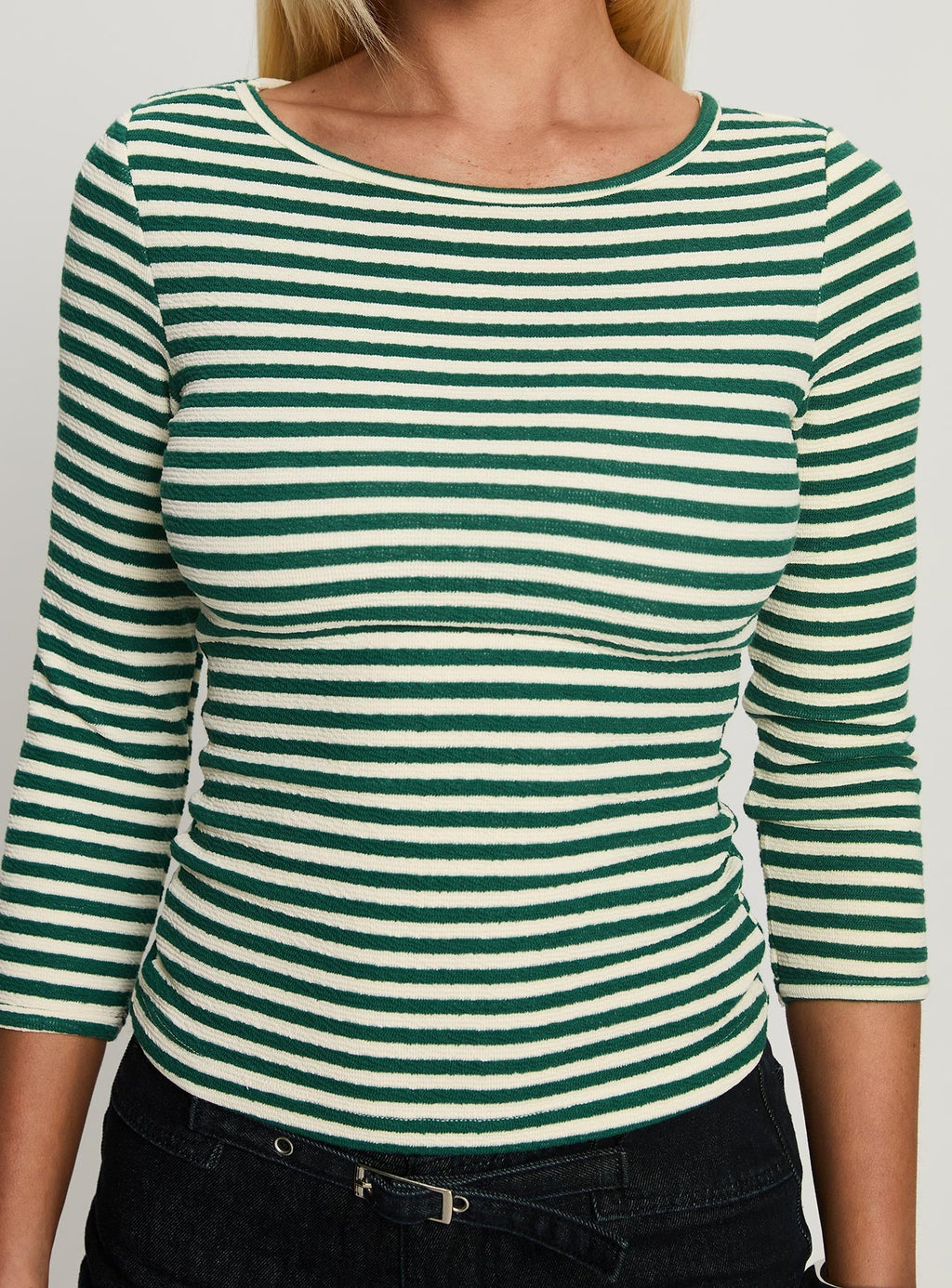 Women's Missouri 3/4 Sleeve Textured Top Green Stripe
