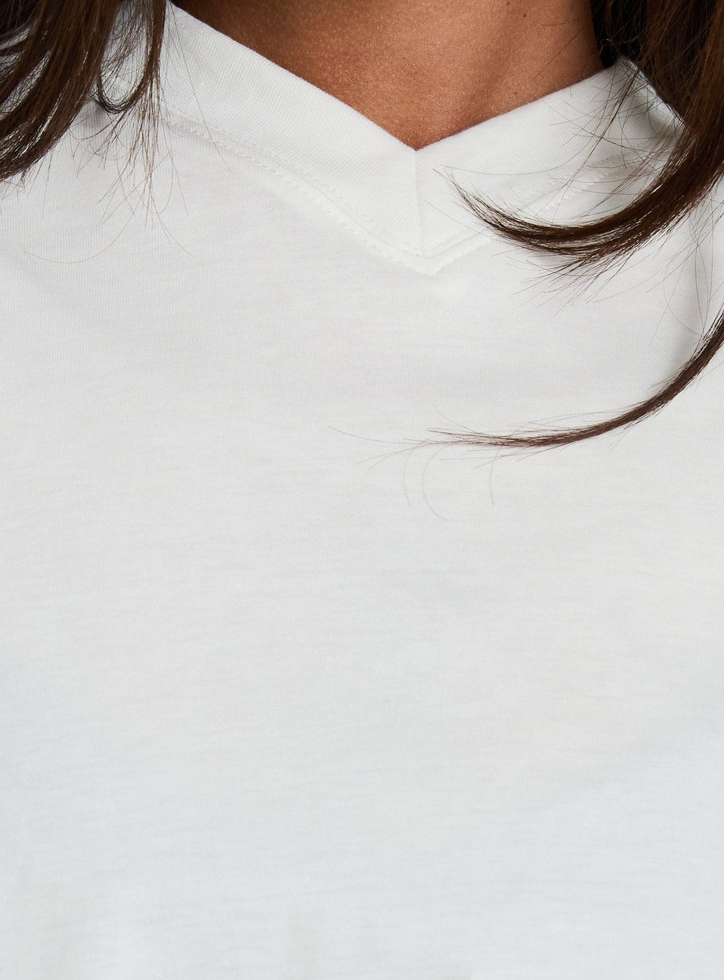 Women's Settle Down Long Sleeve V Neck Top White