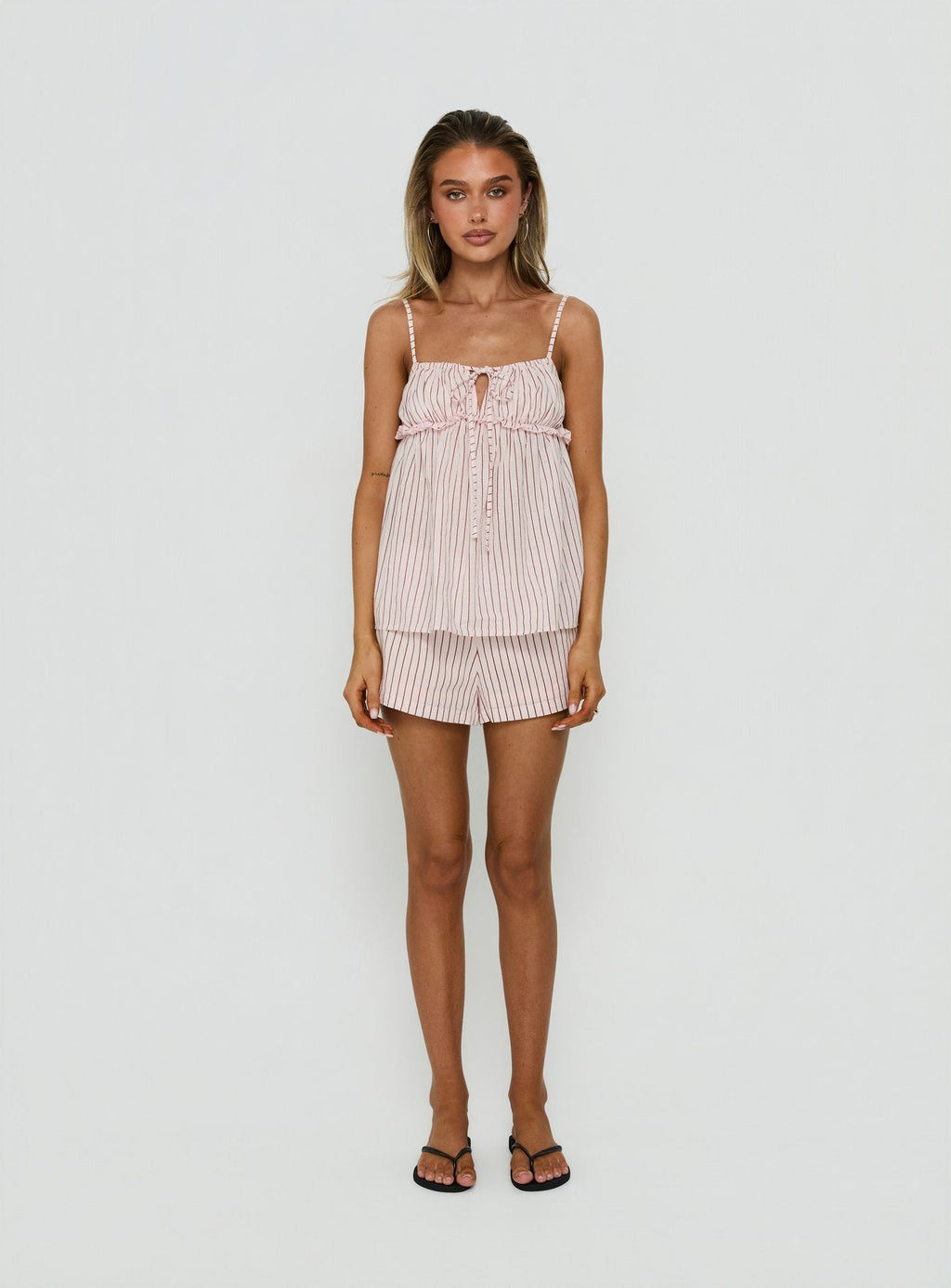 Women's Harwin Gathered Bust Babydoll Top Pink Stripe