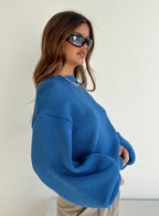 Women's Harmony Balloon Sleeve Knit Sweater Blue