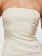 Women's Ramie Strapless Mini Dress Champagne — Dress
