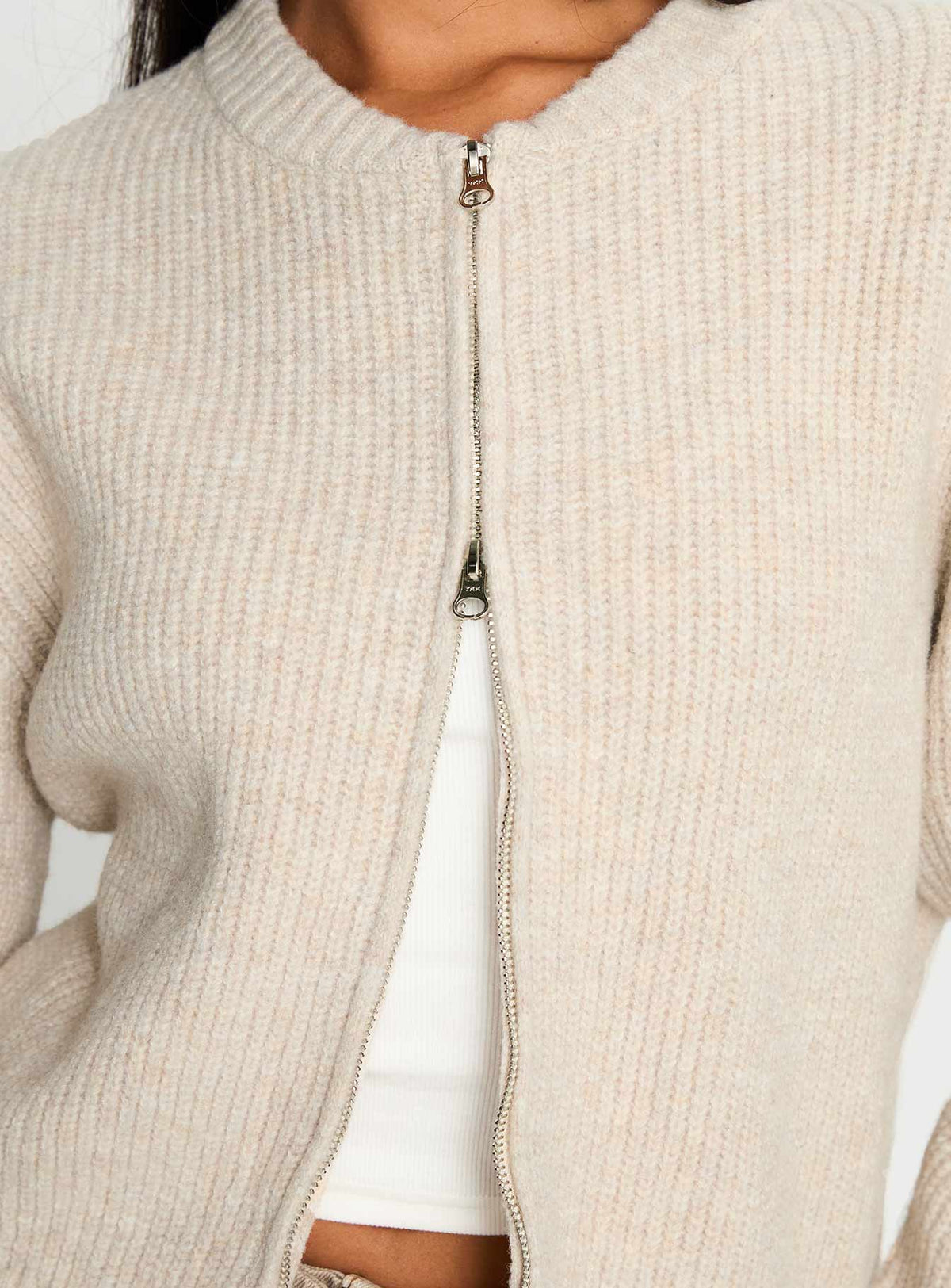 Women's Lexene Zip Through Jumper Oat — Sweater