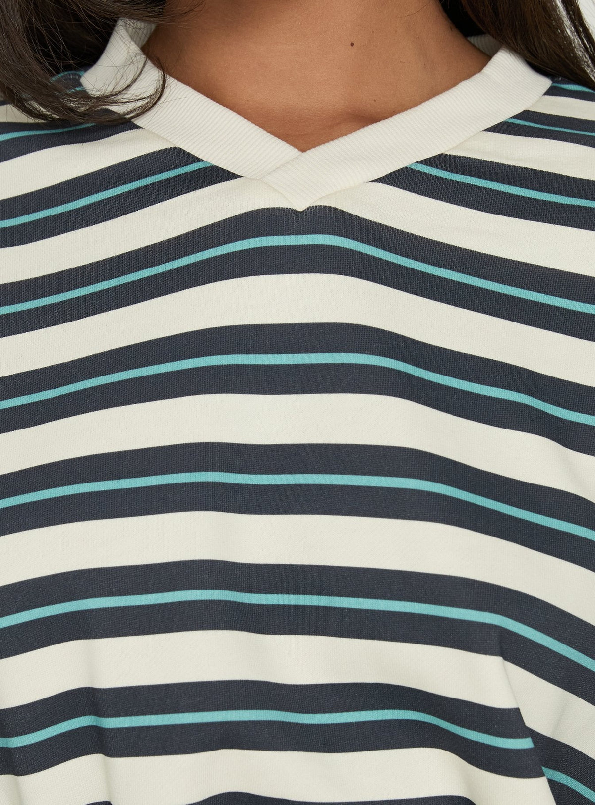 Women's Opollo V Neck Jumper Blue Multi Stripe — Sweater