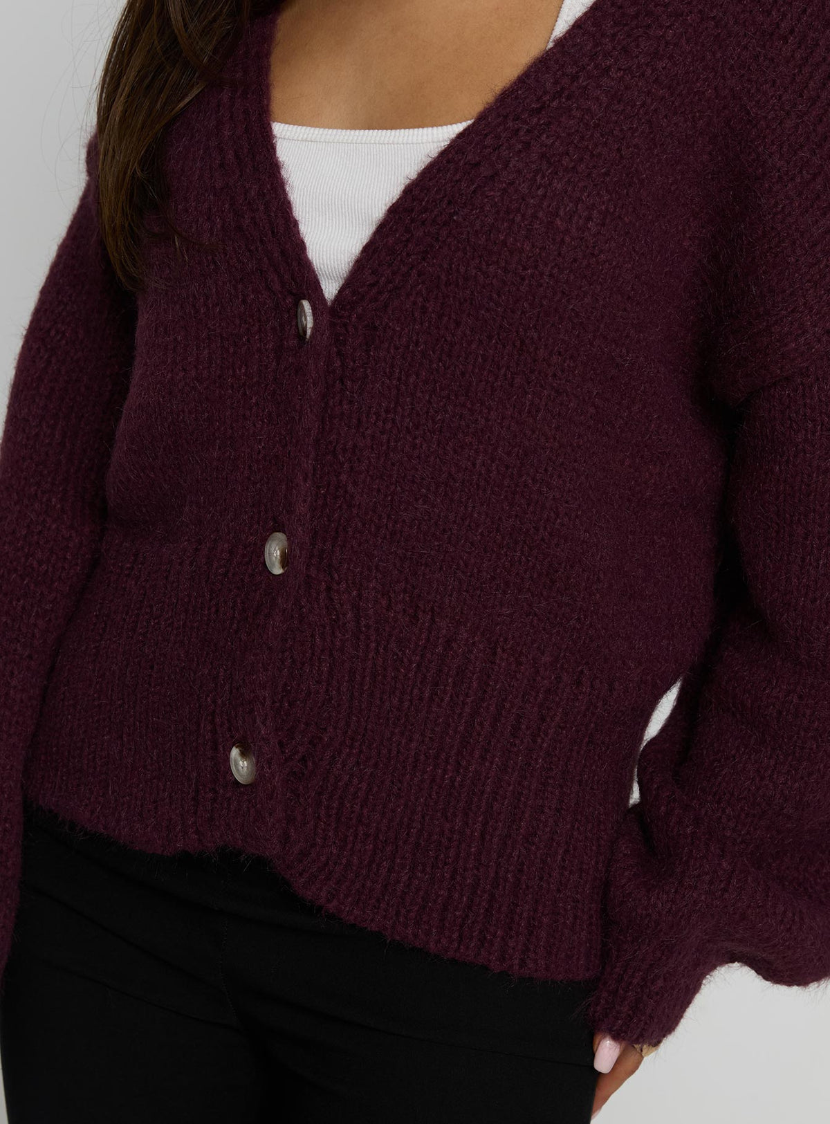 Women's Yasmyn Knit Cardigan Burgundy — Sweater