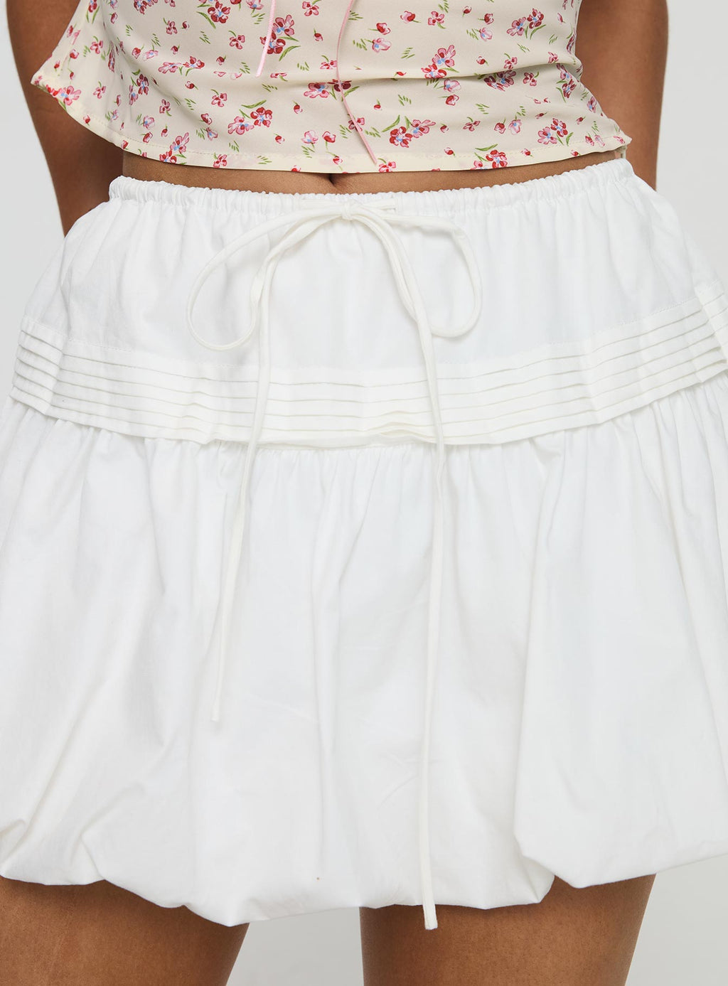 Women's Dear London Bubble Hem Mini Skirt White