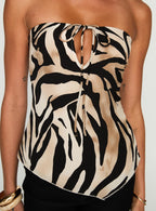 Women's I Wonder Strapless Cut Out Top Tiger