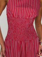 Women's Lilienne Cotton Poplin Maxi Dress Red Stripe — Dress