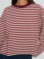Women's Bloom Long Sleeve Top Wine Stripe
