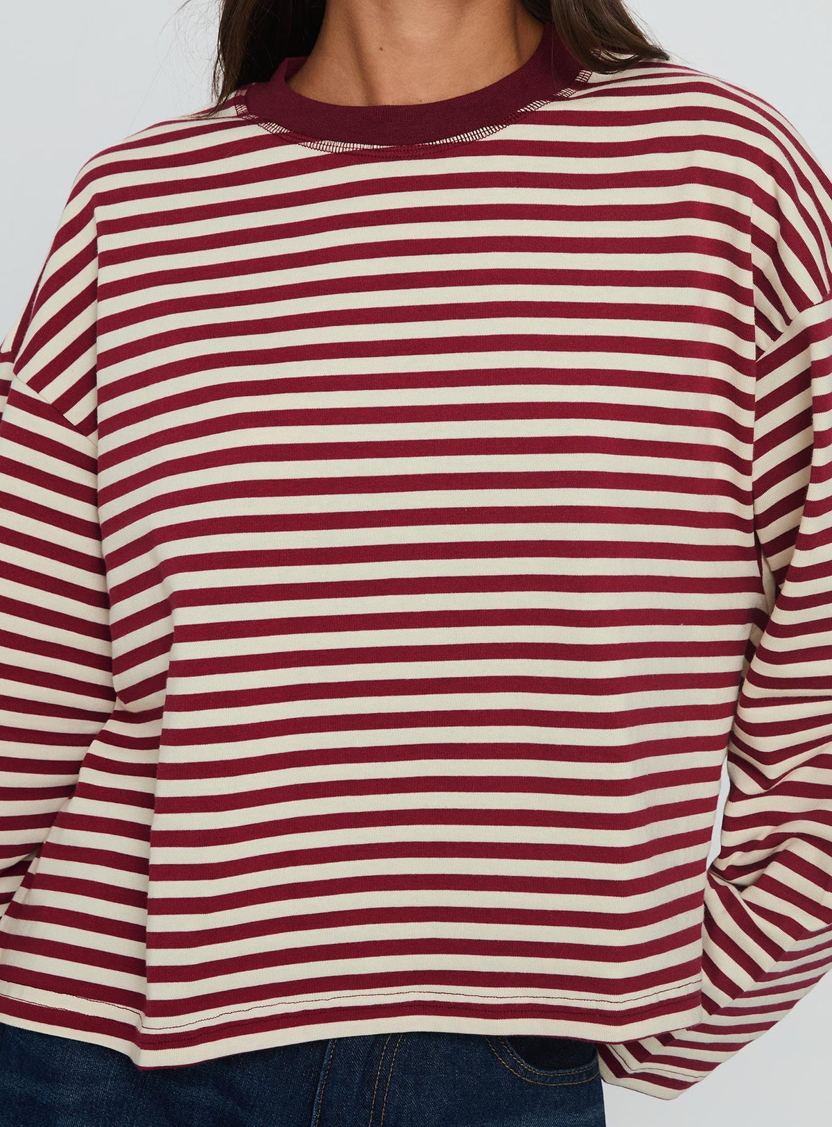 Women's Bloom Long Sleeve Top Wine Stripe