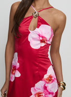 Women's Nohemi Halter Mini Dress Red Floral — Dress
